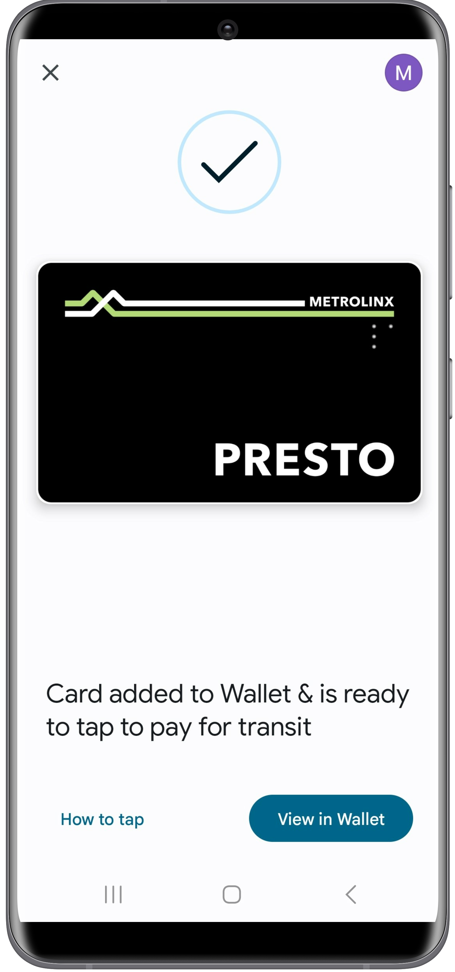 Get a new PRESTO card in Google Wallet using the PRESTO app Step 6 Screenshot